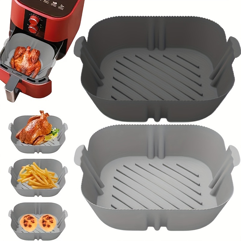 Owelth 20cm Cestello Friggitrice ad Aria in Silicone, Pieghevole Teglia per  Friggitrice ad Aria Quadrata con 2 Guanti, Riutilizzabile Contenitori  Silicone Air Fryer Liners per Microonde Forno : : Casa e cucina