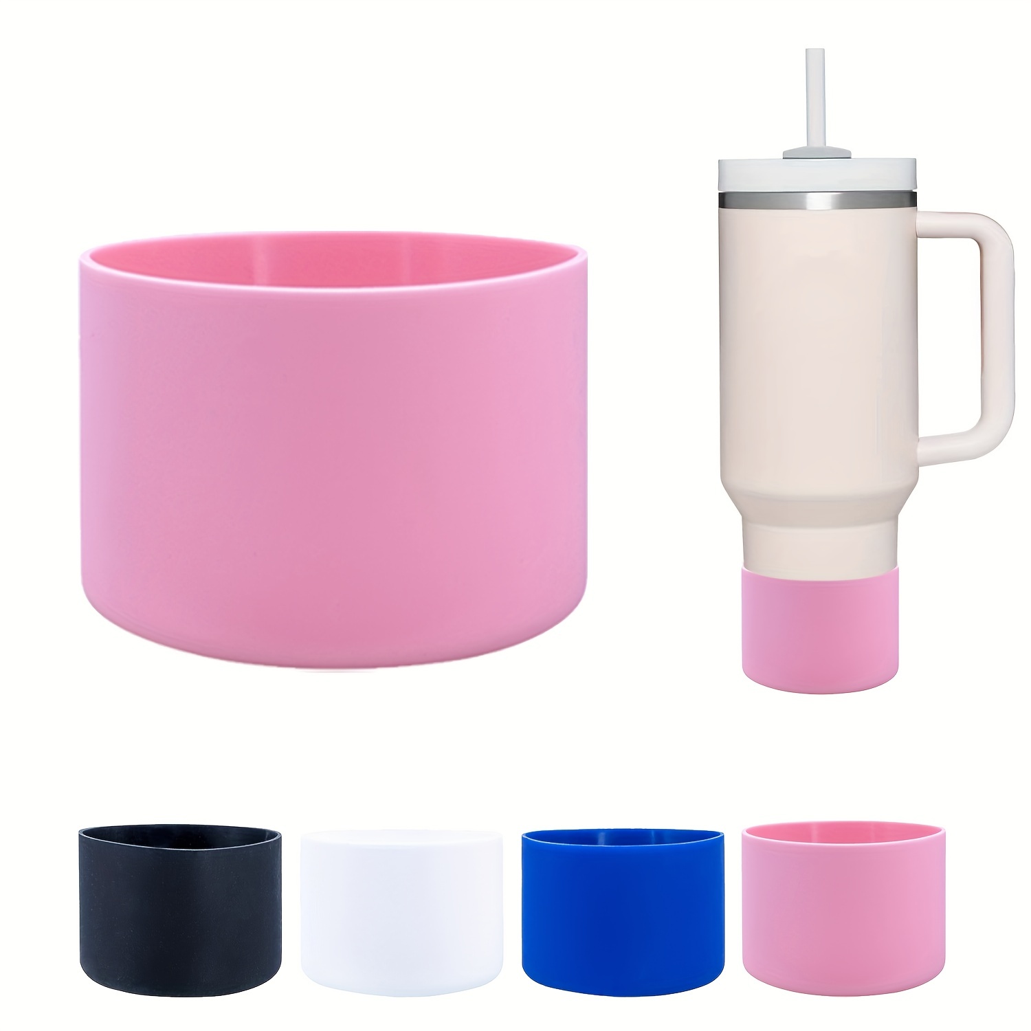 Vaso plegable de silicona de 480 ml rosado reutilizable