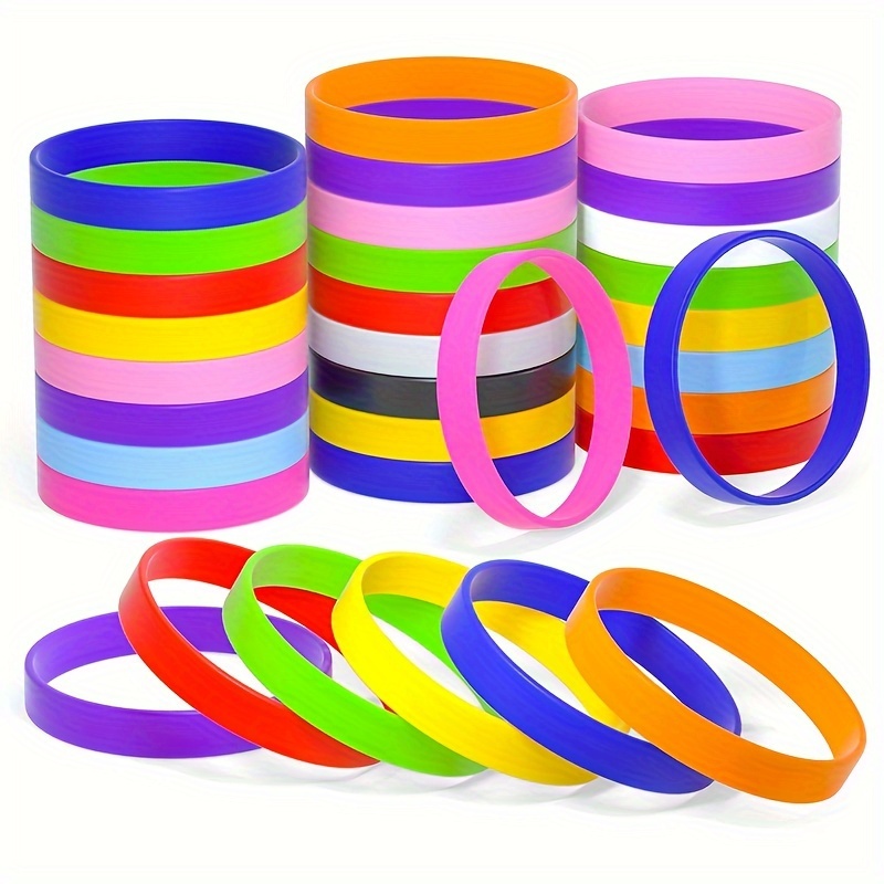 5 Pcs/Pack Positive Words Silicone Wristbands with Text Message, Solid Color Rubber Bracelets Rubber Band Bracelets Party Favors,Temu