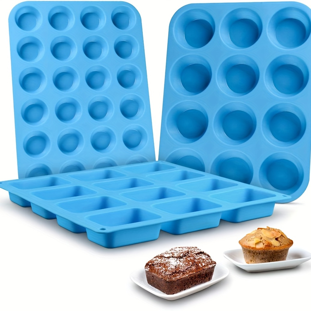 1pc, Muffin Pan (12.7''x8.5''), Food Grade Silicone Cupcake Pan, 24 Cavity  Baking Cake Mold, Ice Cube Trays, Baking Tools, Kitchen Gadgets, Kitchen Ac