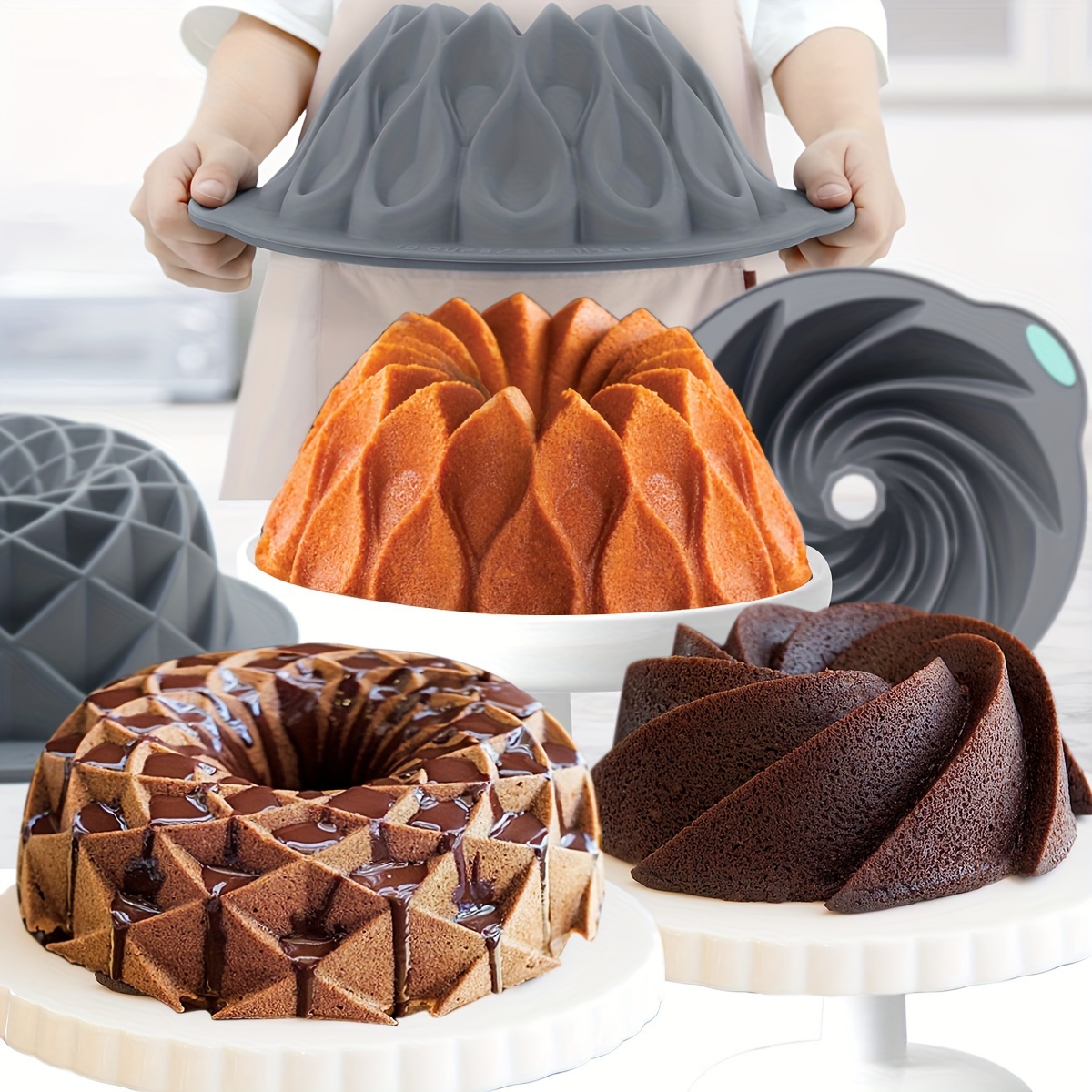 Large Spiral Shape Silicone Bundt Cake Pan 6 inch Bread Bakeware Mold  Baking Tools Cyclone Shape Cake Mould DIY Baking Tool - AliExpress