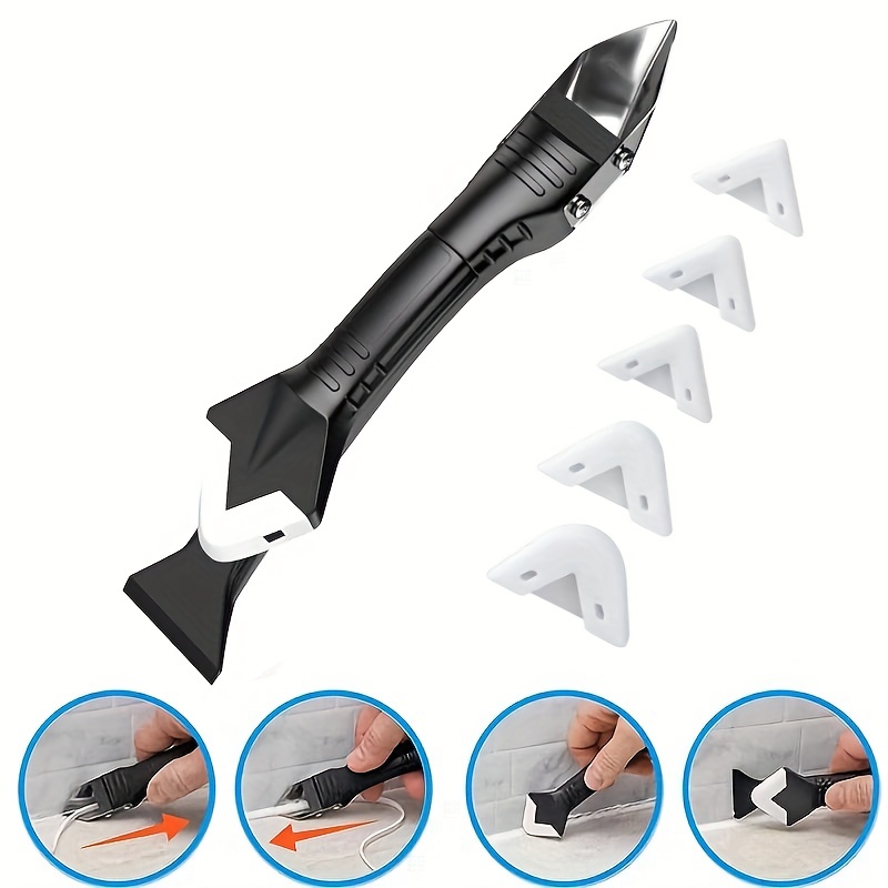 5 In 1 Silicone Scraper Sealant Smooth Remover Tool Set Caulking Finisher  Smooth Grout Kit Floor Mould Removal Hand Tools Set