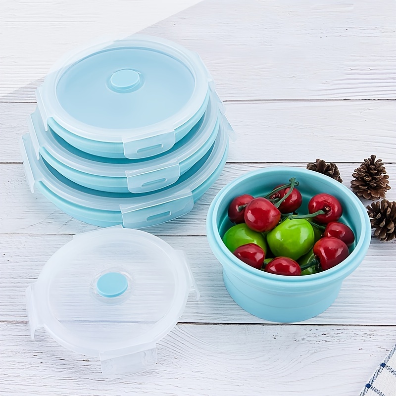 Round Folding Silicone Lunch-Box Folding Cups Travel Food Container  Portable Bowl Collapsible Salad Bowl Outdoor Tea Coffee Cups - AliExpress