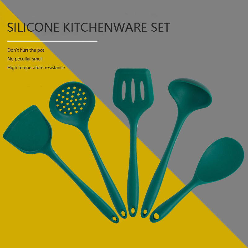 5PCS Green Food Grade Nylon Silicone Kitchen Wares Set Cooking