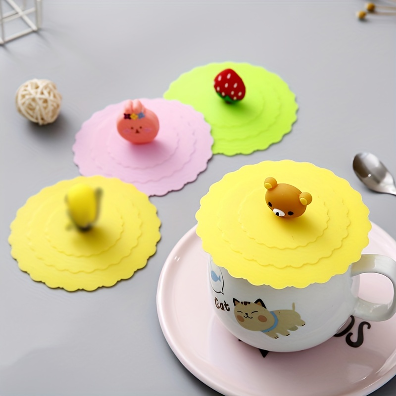 Non-slip Silicone Cup Lid, Solid Color Dustproof Cover With Straw Hole, For  Water Cup, Glass Cup - Temu