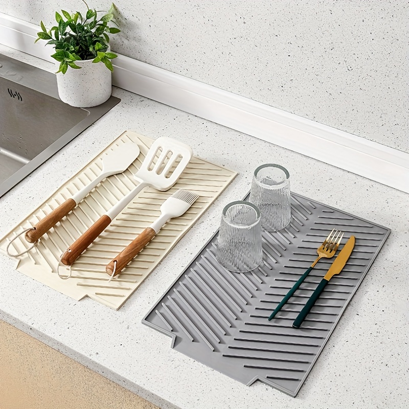 1pc White Kitchen Sink Mat With Diatomaceous Earth & Heat Insulation For  Dishwashing & Heat Resistant