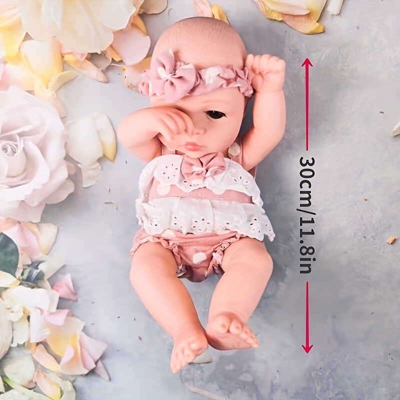 12.6inch Whole Body Soft Solid Silicone Bebe Reborn Girl With Genesis Oil  Painted Handmade Can Bath And Shower Lifelike Realistic Newborn Baby Girl Fo