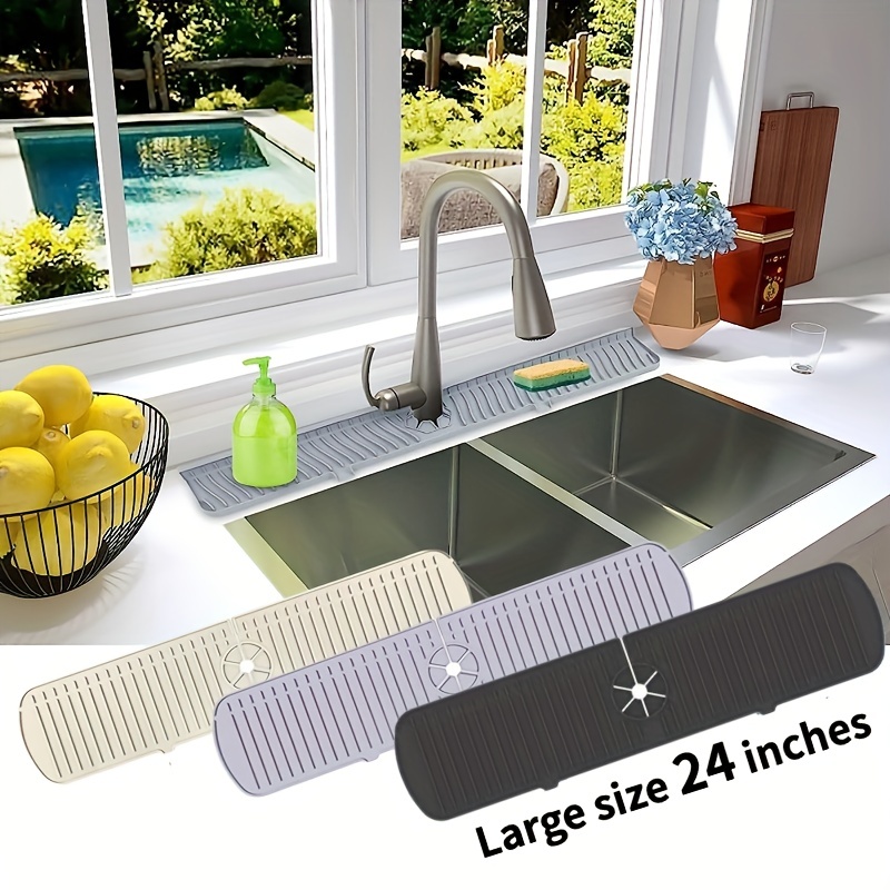 1pc Silicone Kitchen Sink Tray, Soap Dish Holder With Drain Tip, Countertop  Sink Scrubber Drain Pad For Brush Sponge And Soap, Home Kitchen Bathroom S
