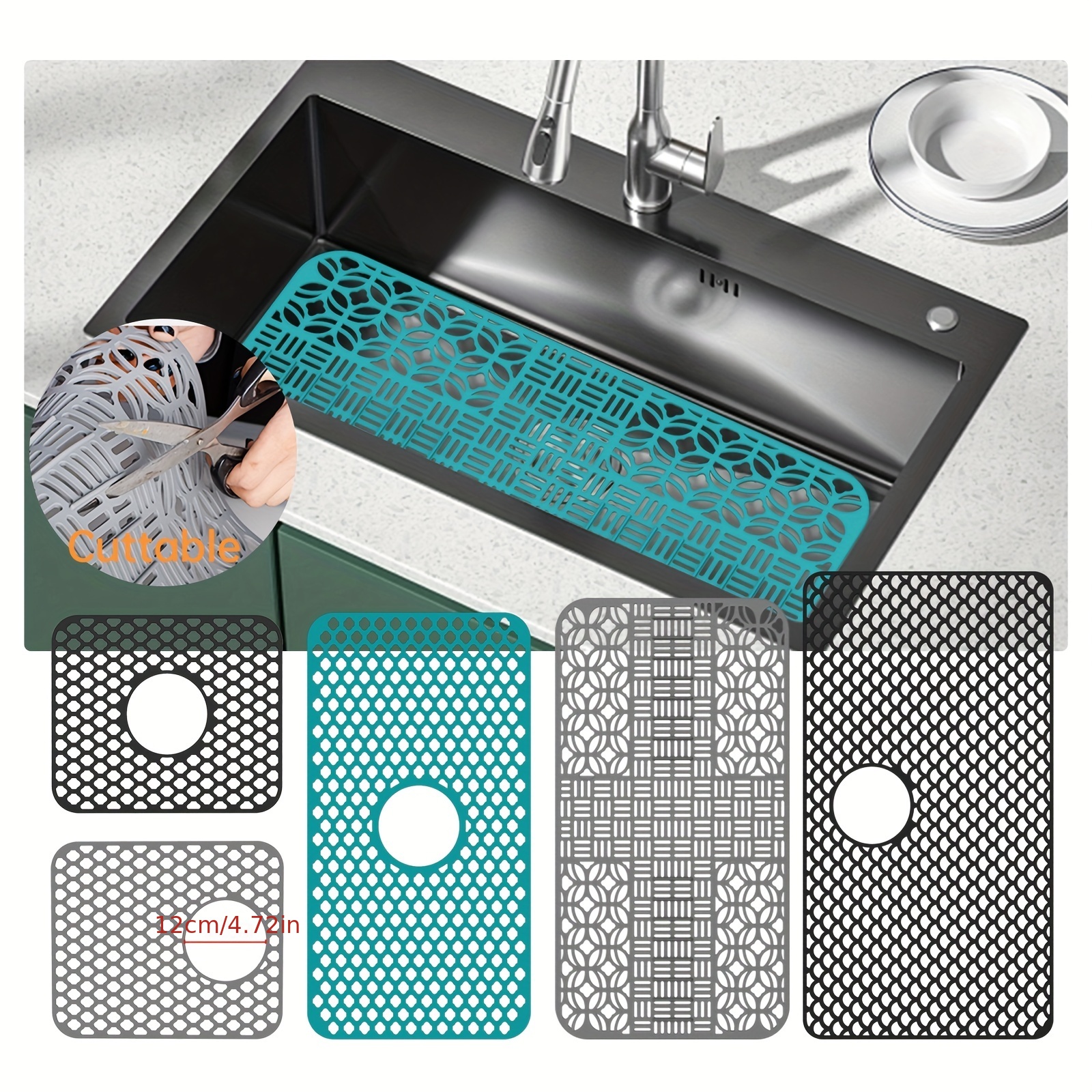 Ihvewuo Silicone Sink Protector Heat-Resistant Sink Liner Mat Anti-Slip Kitchen Sink Mats Sink Drainer Mat Sink Protector Mat Portable Practical for