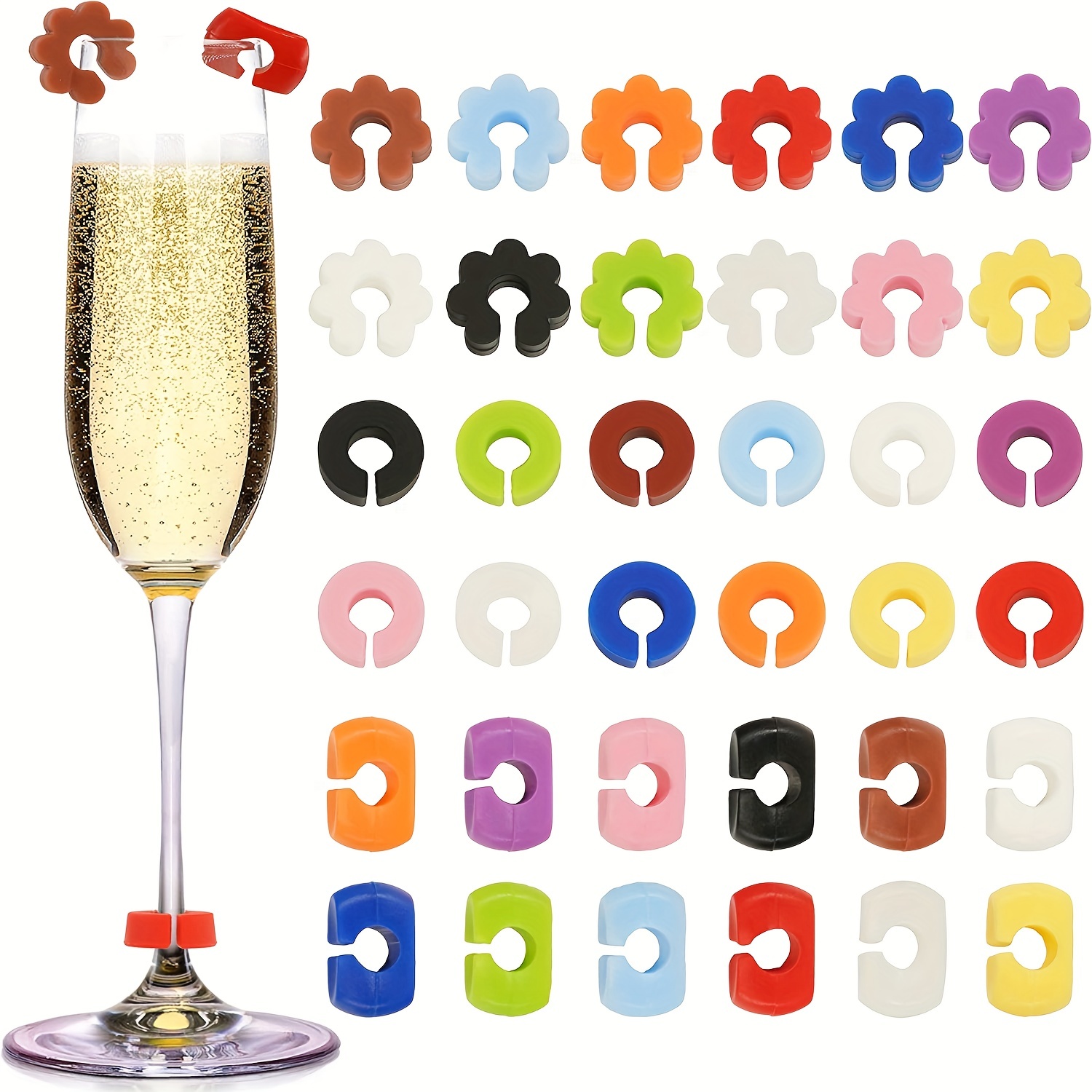 12 Pieces Crystal Magnetic Glass Charm Magnetic Drink Markers Wine Glass Charm Wine Glass Rings Tags for Goblet Champagne Flutes Cocktails Martinis