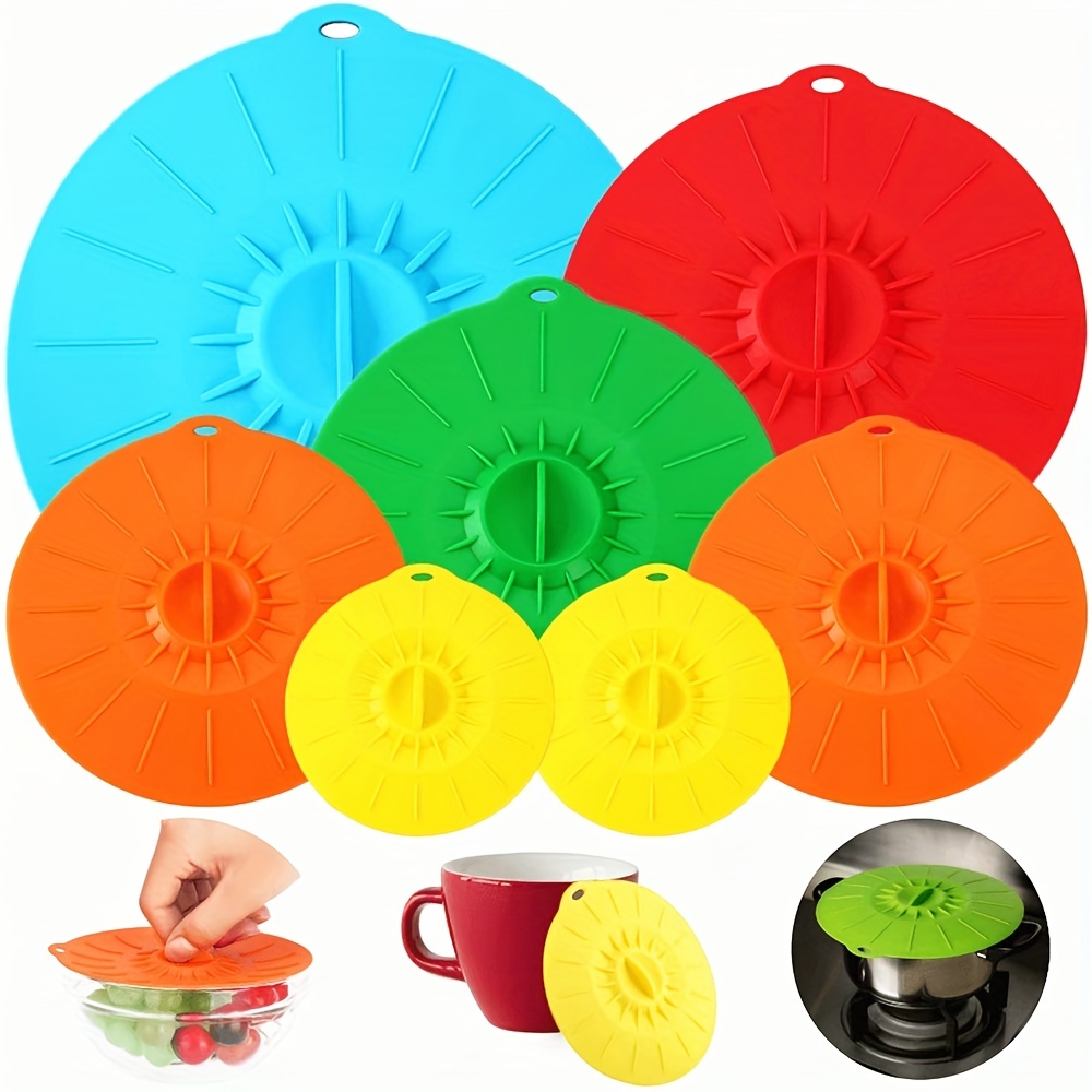 Set 6 Extra Large Silicone Cup Lid Camping Mug Lid for Tea/ Coffee Mug Covers Universal Cup Lids Outdoor Drink Cover Cup Dust Cover,Assorted 6 Colors