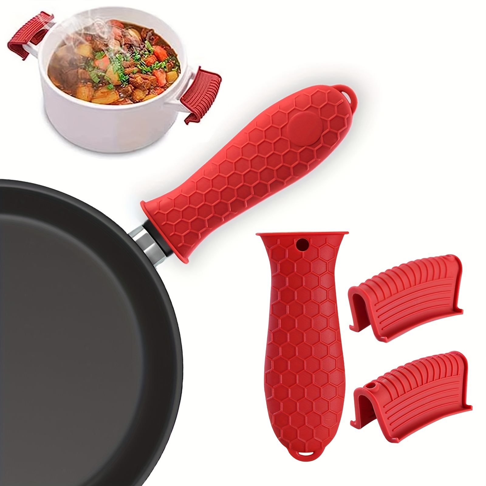 Lodge Cast Iron Deep Skillet, 12 inch & Silicone Hot Handle Holder - Red  Heat Protecting Silicone Handle for Cast Iron Skillets with Keyhole Handle