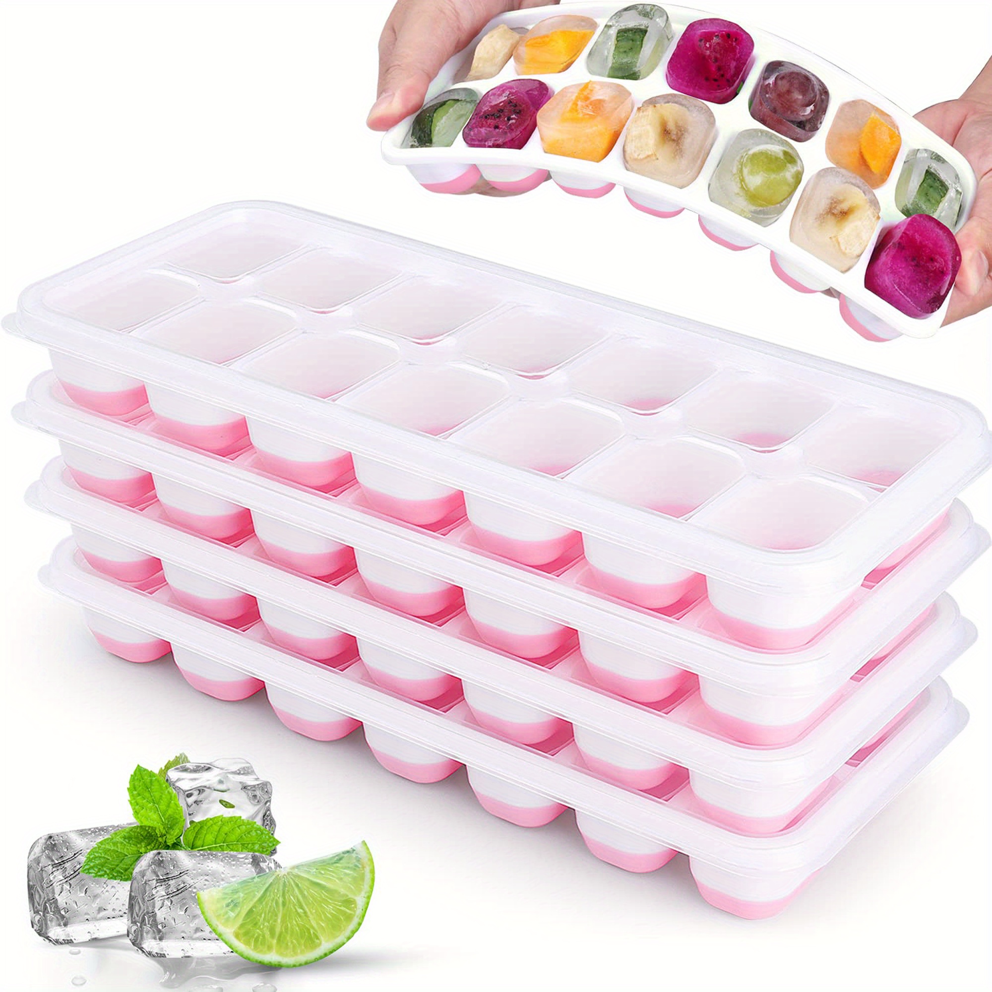 lce Cube Trays Silicone Ice Cube Tray with Removable Lid Easy-Release  Flexible Durable BPA Free Ice Cube Molds for Cocktail
