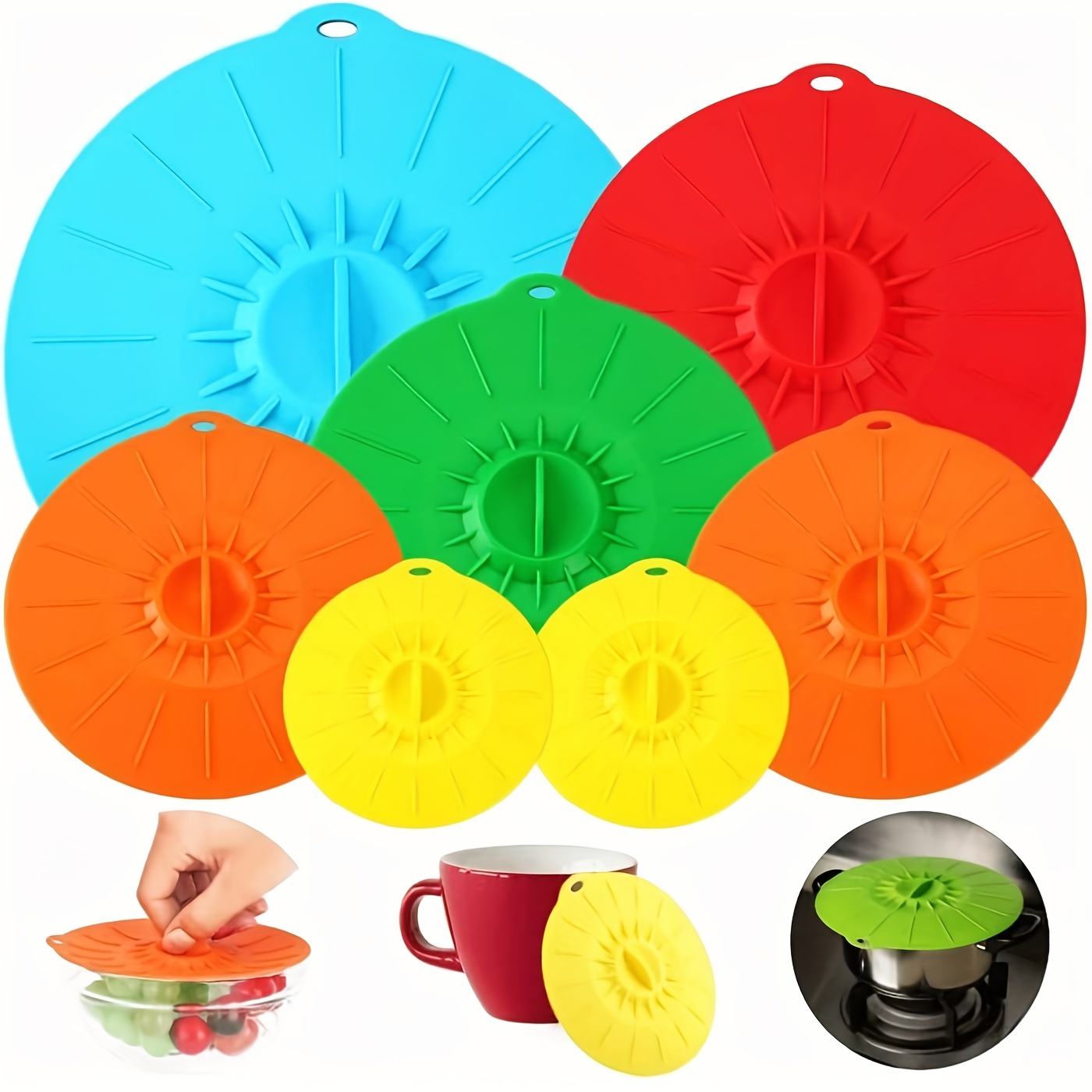 Juego De 6 Tapas Elásticas De Silicona Multifuncionales, Recipiente Y Tapa  De Olla Para Envasado De Alimentos De Silicona Universal, Tapa De Silicona  Elástica Para Cubierta De Microondas Fresca, Accesorios Para Utensilios