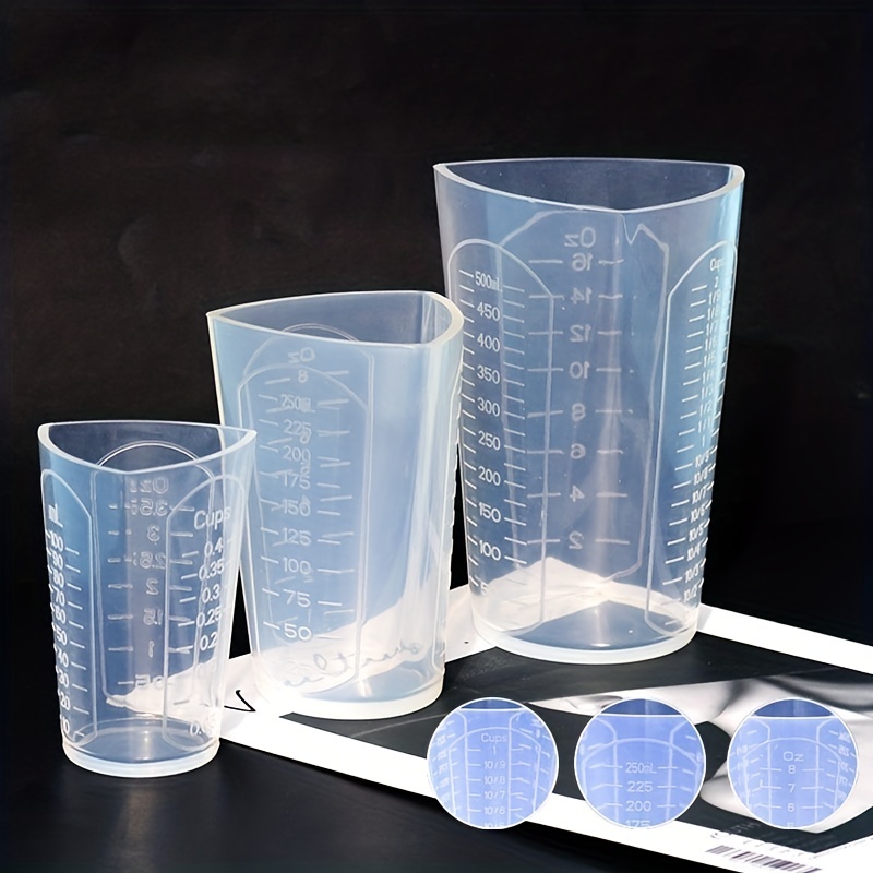 100 Pack 60ml/2oz Plastic Graduated Cups Transparent Scale Cups Plastic  Measuring Cups Clear Epoxy Mixing Cups with 100 Pack Wooden Stirring Sticks