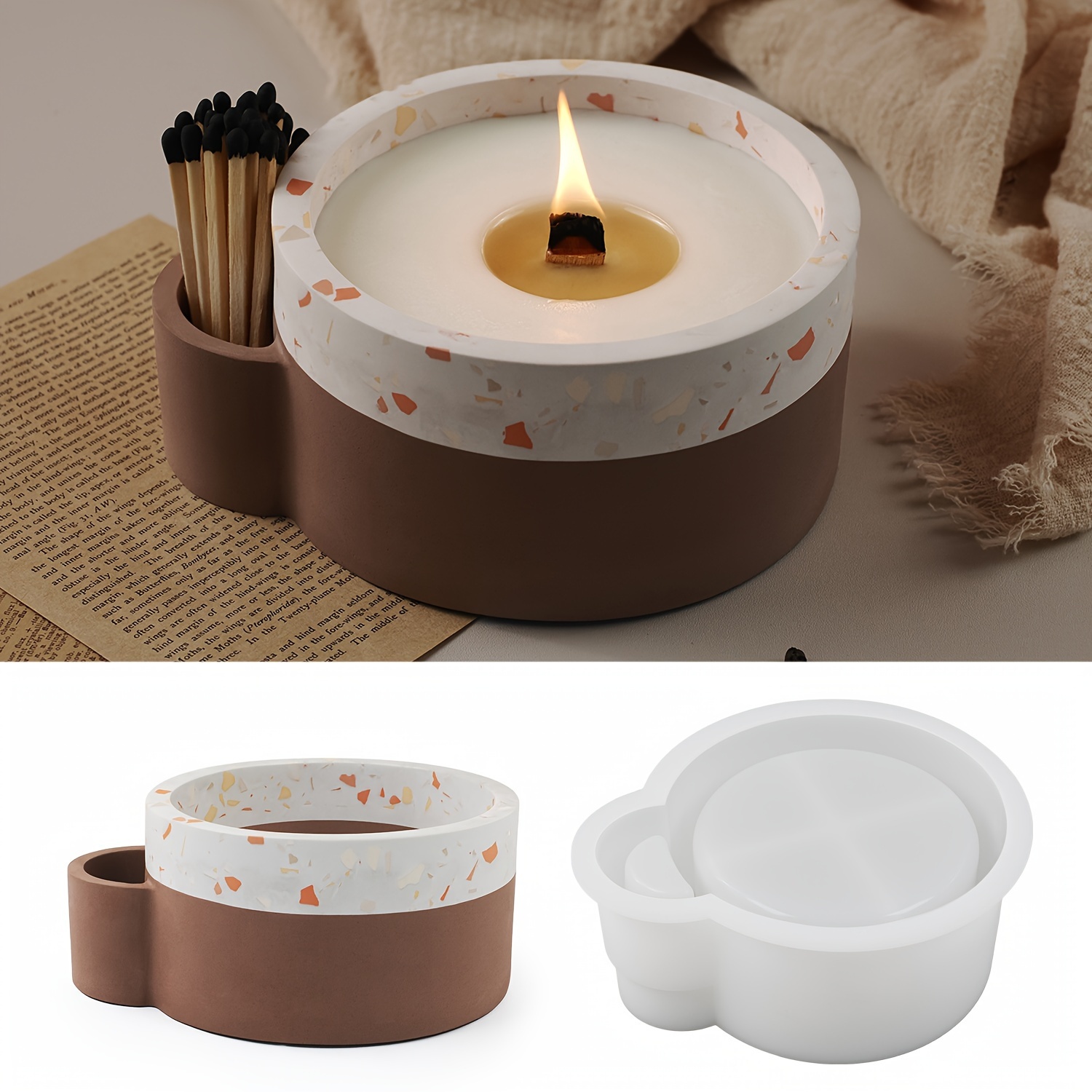 Simple Cement Candle Jar Silicone Mold Cylindrical Concrete Candle  Container Mould DIY Candle Vessel Home Decor Tool (SH0883)