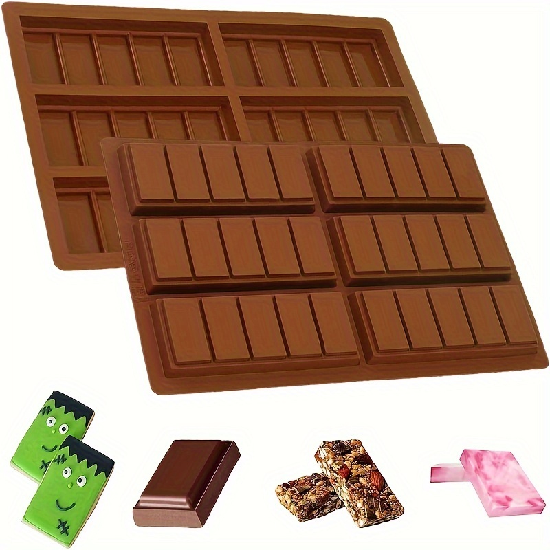 2 Pack Chocolate Bars Silicone Molds, Rectangles Candy Bars Mold, Making  Protein Bars, Caramels, Granola Bars, Ice Cube, Dessert, Soap, Energy Bar  and Praline 