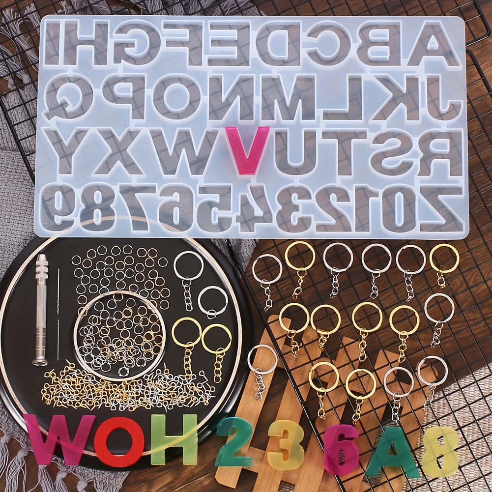 With Holes Alphabet & Number Resin Mould Letter A To Z Diy Necklace Pendant  Silicone Molds for Uv Epoxy Resin Keychain