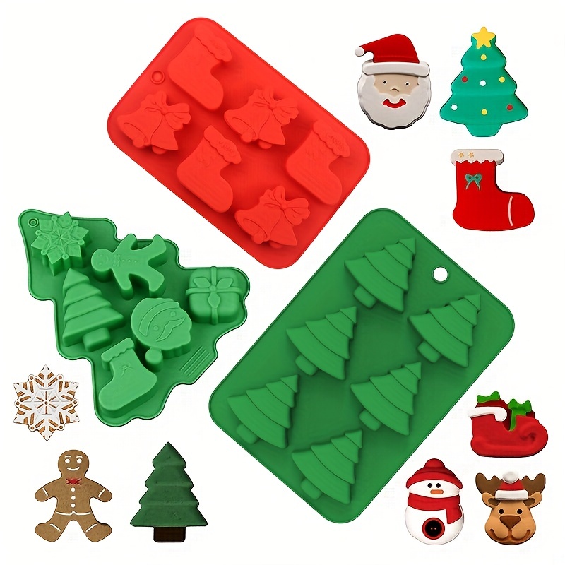 Wilton 6 Cavity Red Christmas Tree Silicone Mold