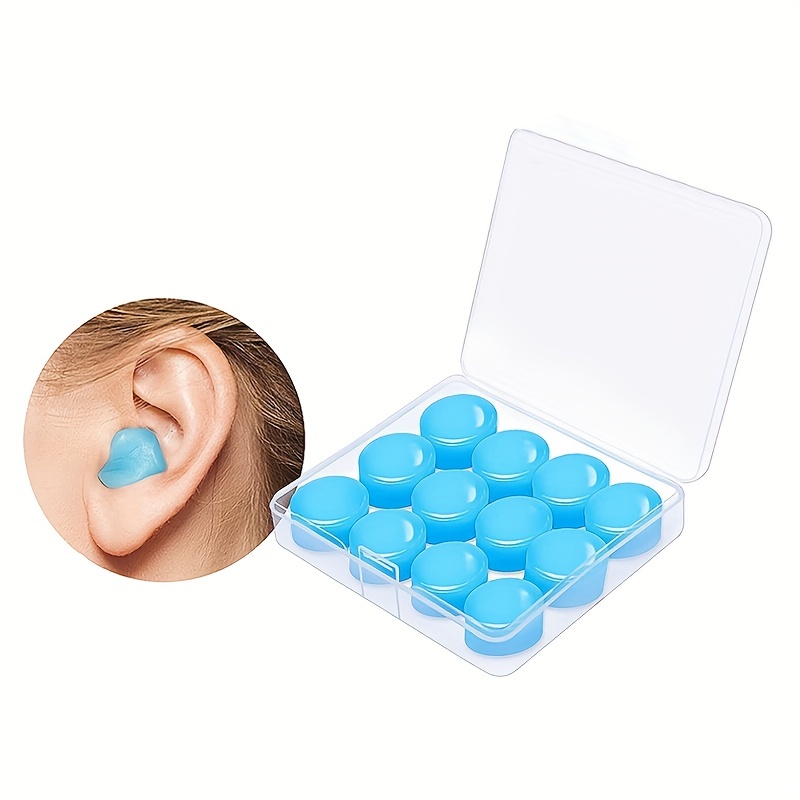 6 tapones de silicona deformables para los oídos, reutilizables,  impermeables, con cancelación de ruido, para dormir, natación, avión,  concierto, azul