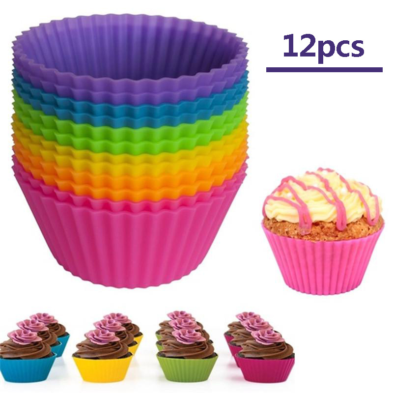 12/24pcs Silicone Baking Cups Reusable Cupcake Liners Cupcake Mold  Non-stick Extra Large Muffin Pans Big Cupcake Holders - AliExpress
