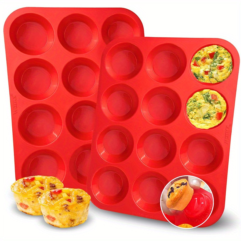 12 Cavities Silicone Muffin Pan Small Cylindrical Jelly Mold Non