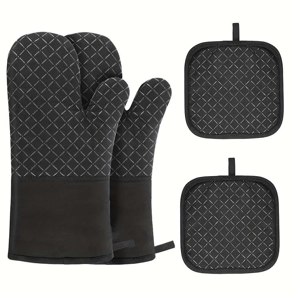4 guantes de horno y soportes para ollas, guantes de horno de cocina  resistentes al calor de 500 °F con soportes para ollas, guantes largos para  horno