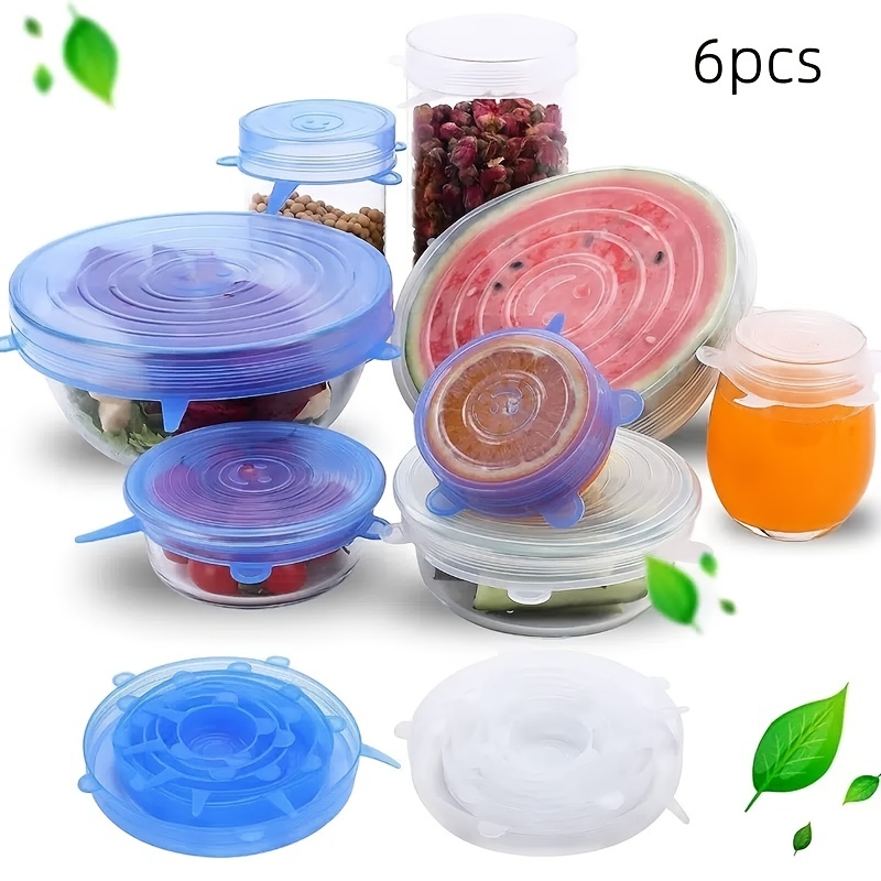 Glass Food Containers with Lids Airtight Glass Soup Containers with Lids  500PC Bags Reusable Storage Covers Fresh Elastic Keeping Food Kitchen