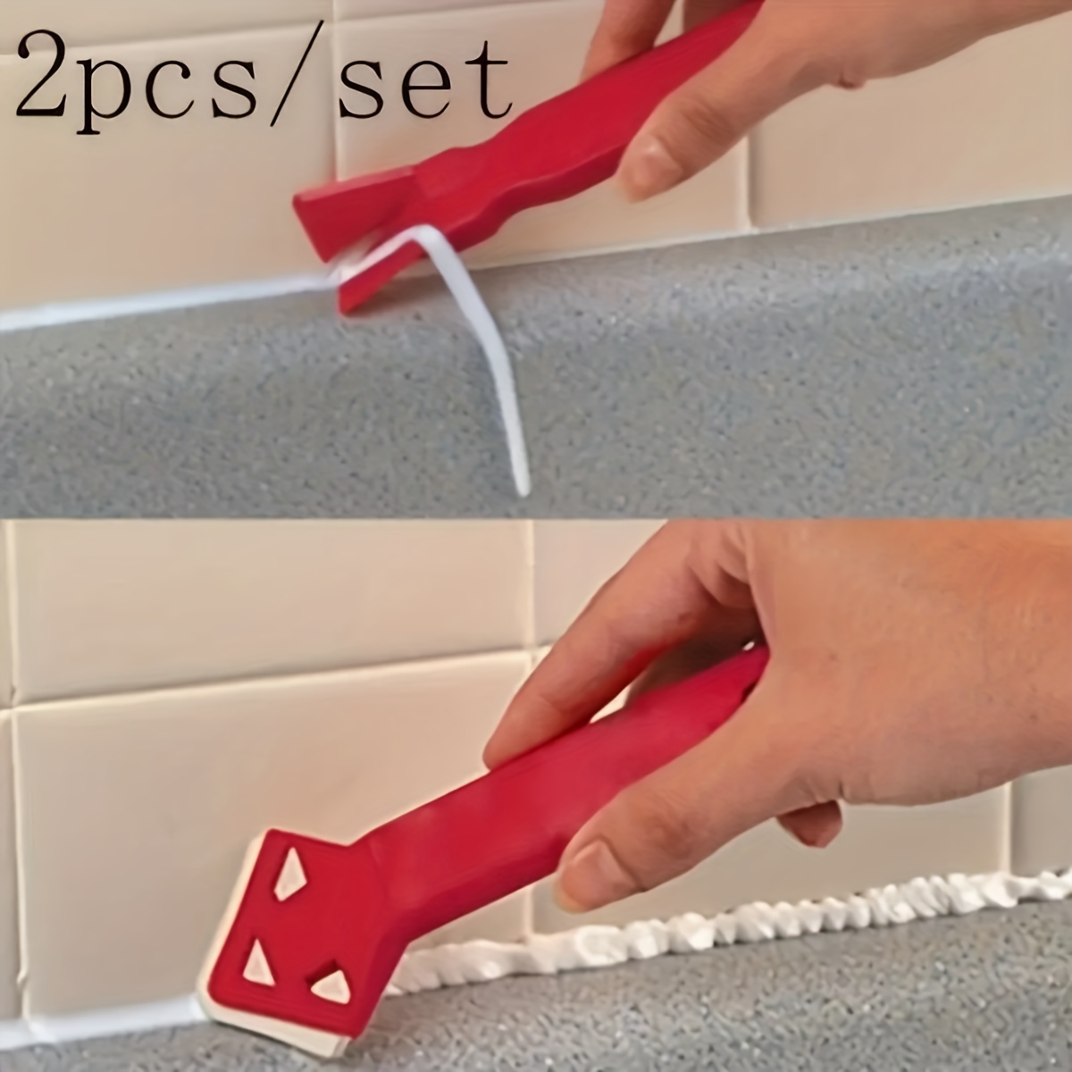 Ensemble d'outils de calfeutrage en silicone 4 pièces Kit de lisseurs de joints  pour finition d'étanchéité en silicone (rouge) 