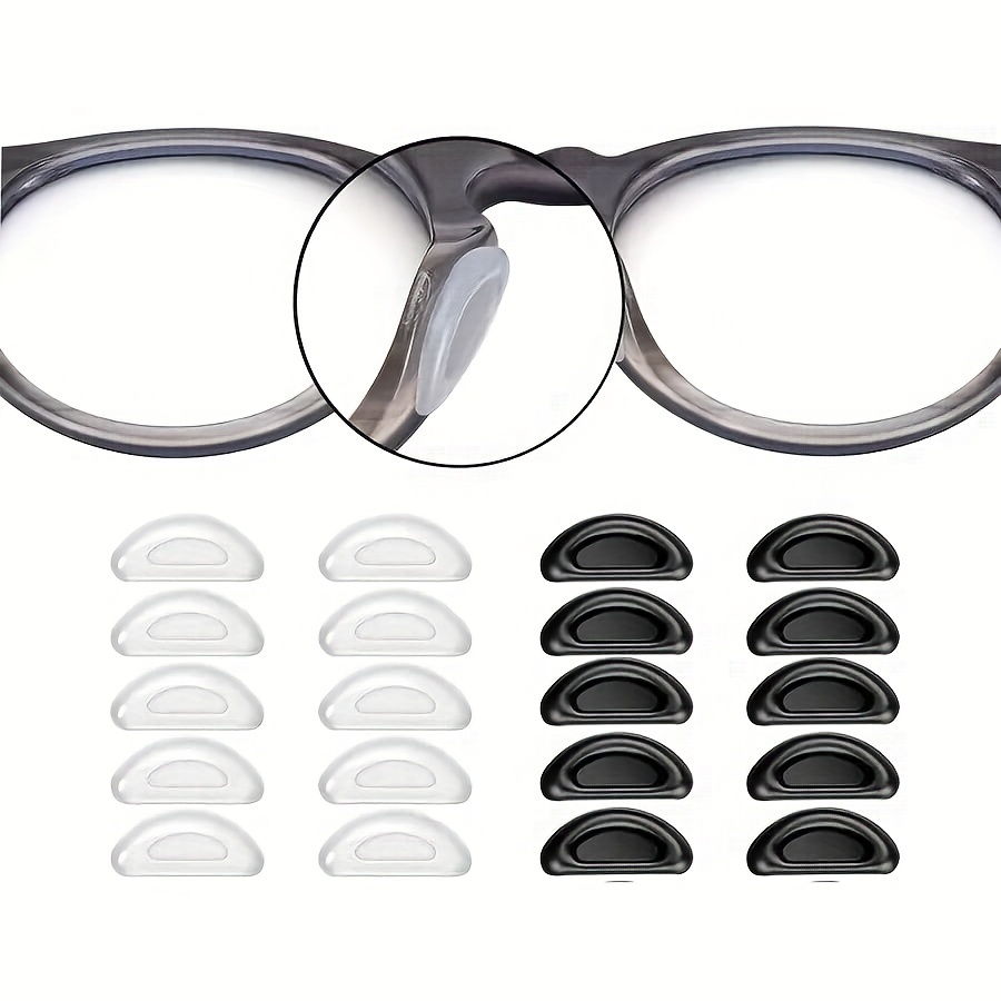 20 pares de almohadillas de nariz de silicona para gafas, almohadillas de  nariz suaves antideslizantes para marcos de plástico (transparente/0.079
