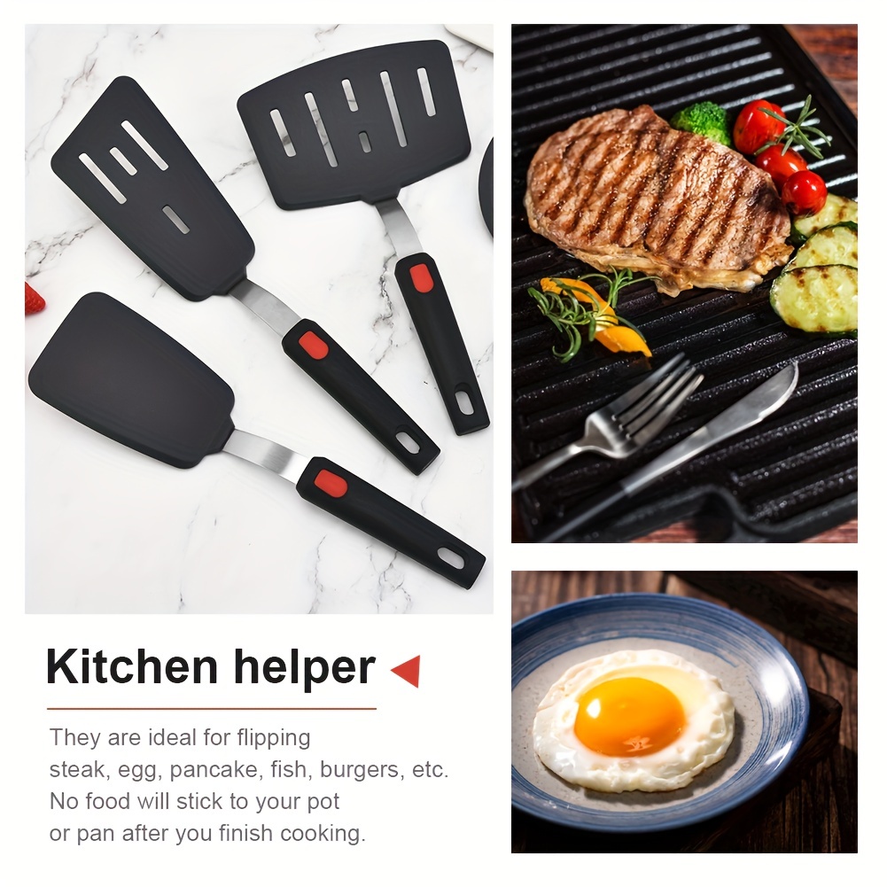  Silicone Spatula, Durable Heat-resistant Non-Stick Omelette  Spatula, Wide Soft Tamagoyaki Turner for Eggs Crepes Brownies Fish Pancake  Pizza: Home & Kitchen