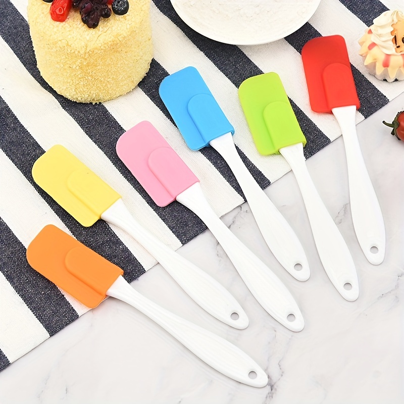 Small Silicone Spatulas Bulk for Kitchen, Baking, Cake Icing, Resin Craft(set of 6), Mini Silicon Scraper Tool, Jar Spatula with Long Handle Heat