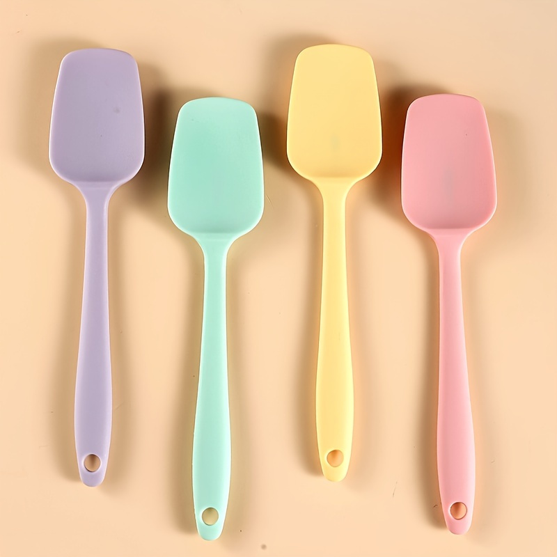 Integrated Silicone Long Spatula Macaron Color Cream Spatula - Temu