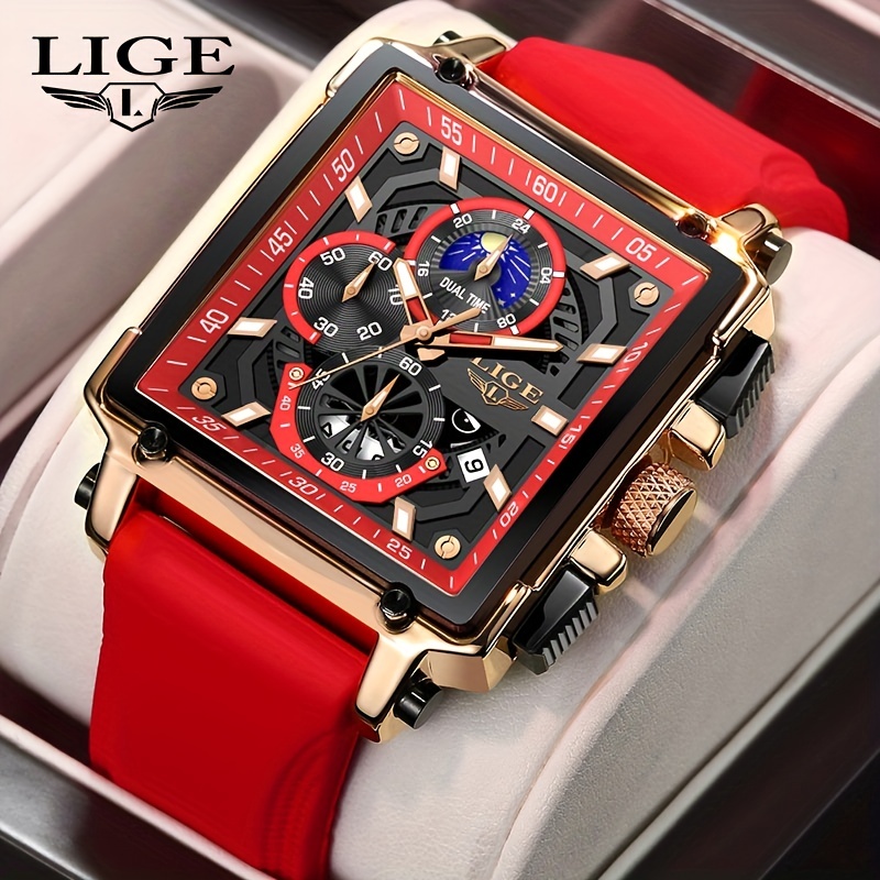  Large Face LED Digital Watch Date Time 3Bar Waterproof  Wristwatch Men Women Sports Watches (G Red) : Clothing, Shoes & Jewelry