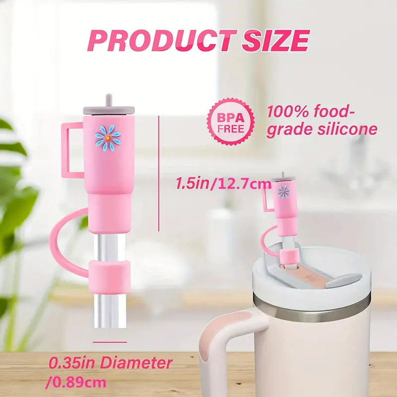 Silicone Straw Cover Cap For Stanley 40 Oz Tumbler With Handle Drinking  Accessories Dust-Proof Reusable 10mm Cute Topper Lids - AliExpress
