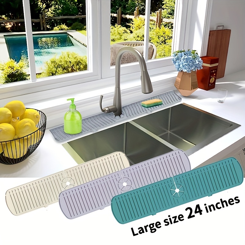 Top-It Sink Mat for More Counter Space. Rollable Sink Cover. Sink Topper. Makeup Organizer Mat. Must Have Bathroom Accessory. (White)