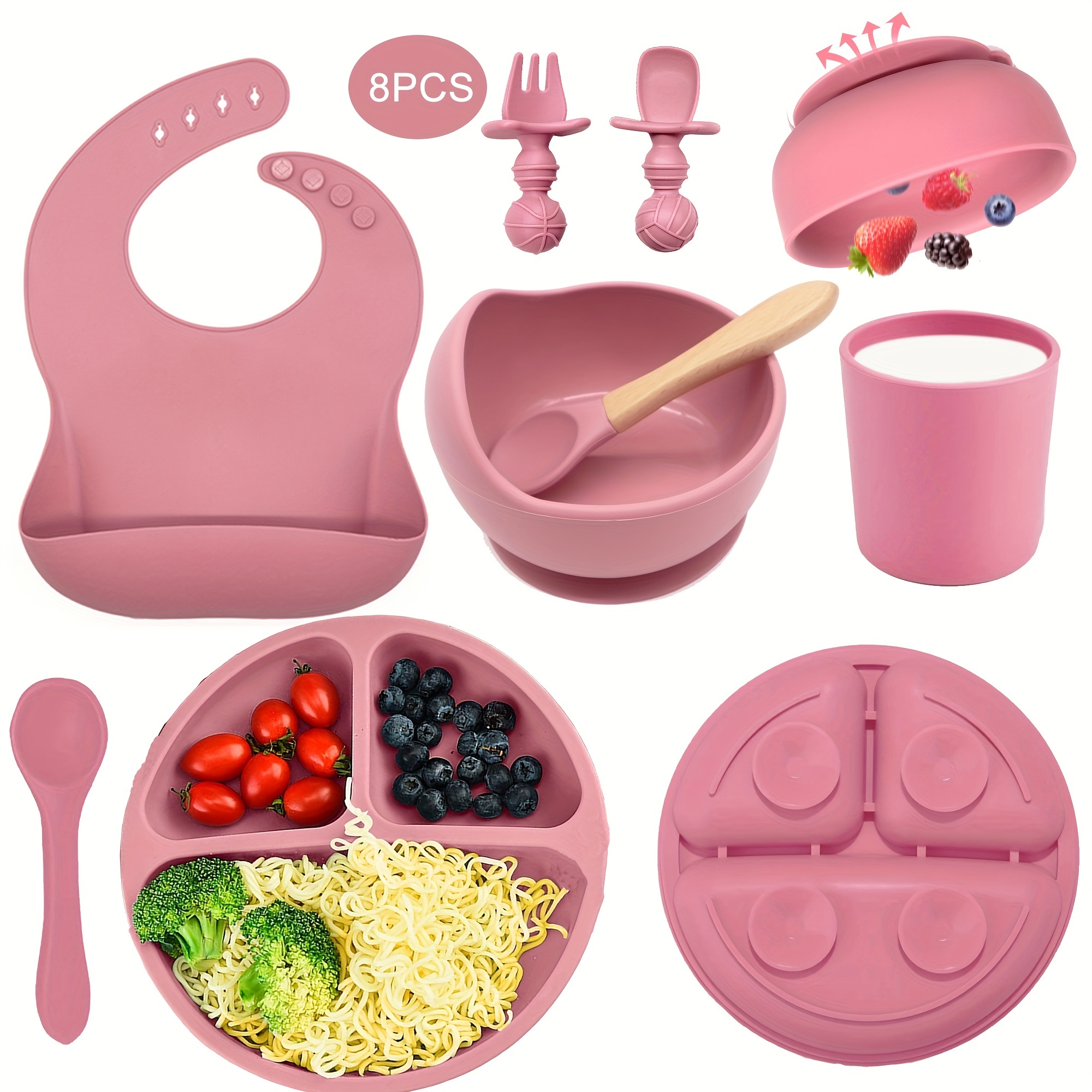 Silicone Baby Bowls with Spoon, 2pcs Baby Feeding Set Suction Bowls for Kids Toddlers -BPA Free-Baby Dishes Utensils, Size: 10, Purple