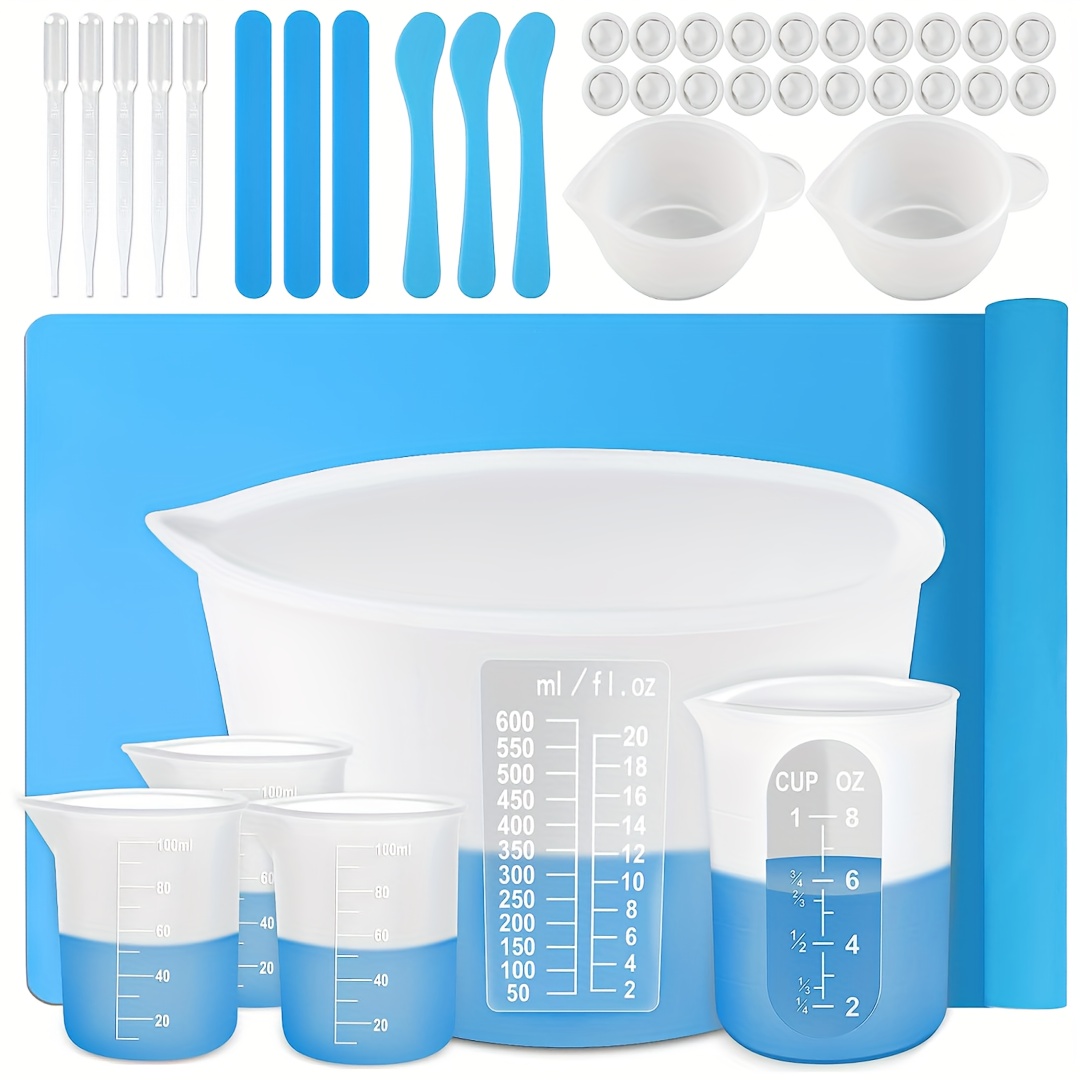 Epoxy Resin Tools Kits Disposable Plastic Transfer Pipettes Siliocne  Measuring Cup Set for UV Epoxy Resin