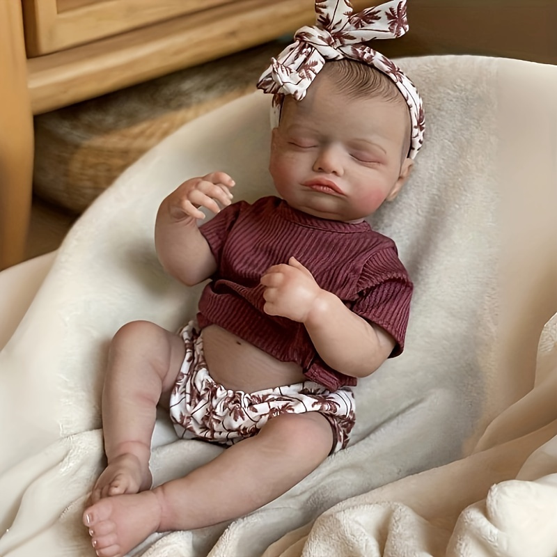 12.6inch Whole Body Soft Solid Silicone Bebe Reborn Girl With Genesis Oil  Painted Handmade Can Bath And Shower Lifelike Realistic Newborn Baby Girl Fo