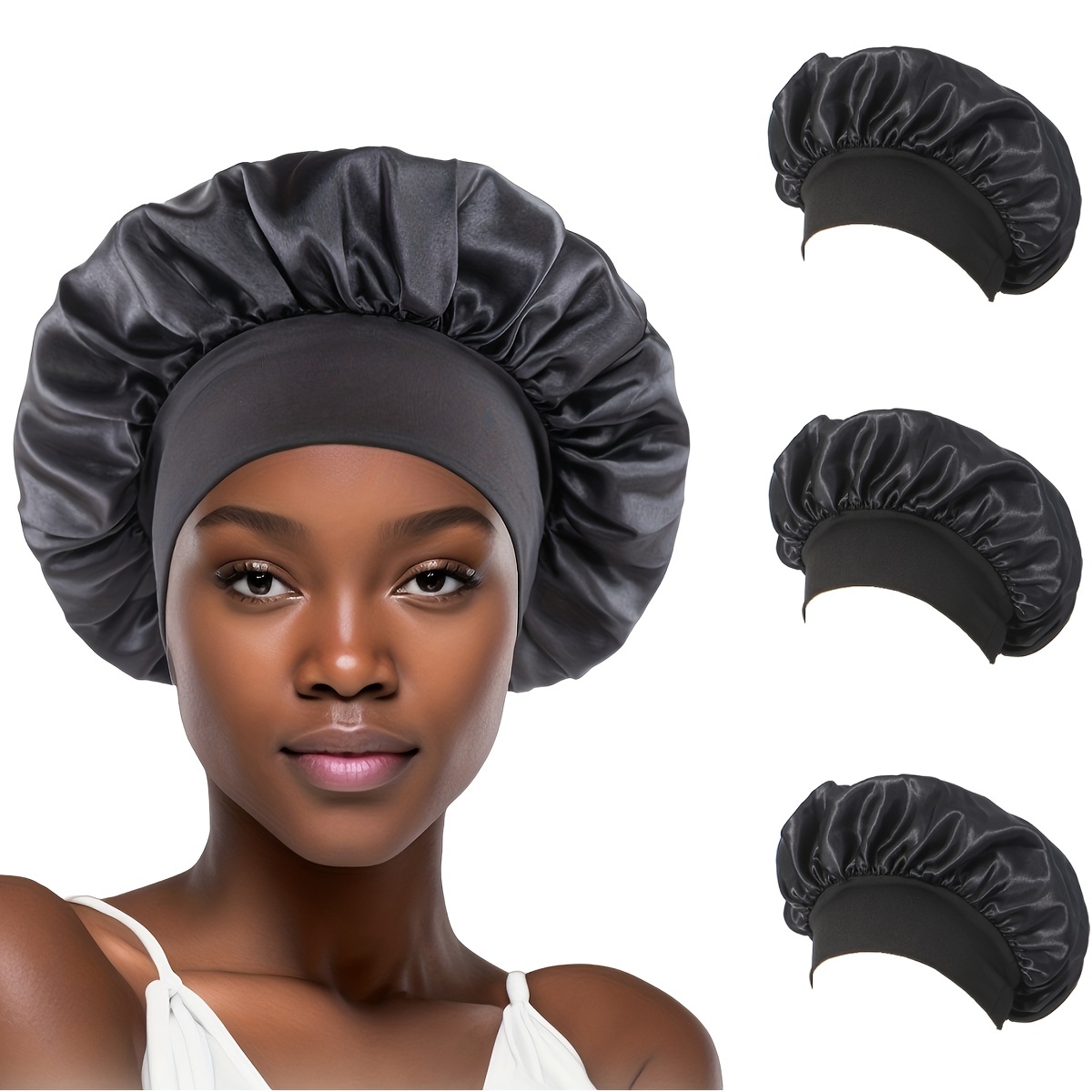 2 Pezzi Grande Cuffia In Raso Seta Donna - Cuffia Dormire Fascia Elastica  Extra Morbida Capelli Ricci Treccia Dreadlock Accessori Bagno - Bellezza E  Salute - Temu Italy