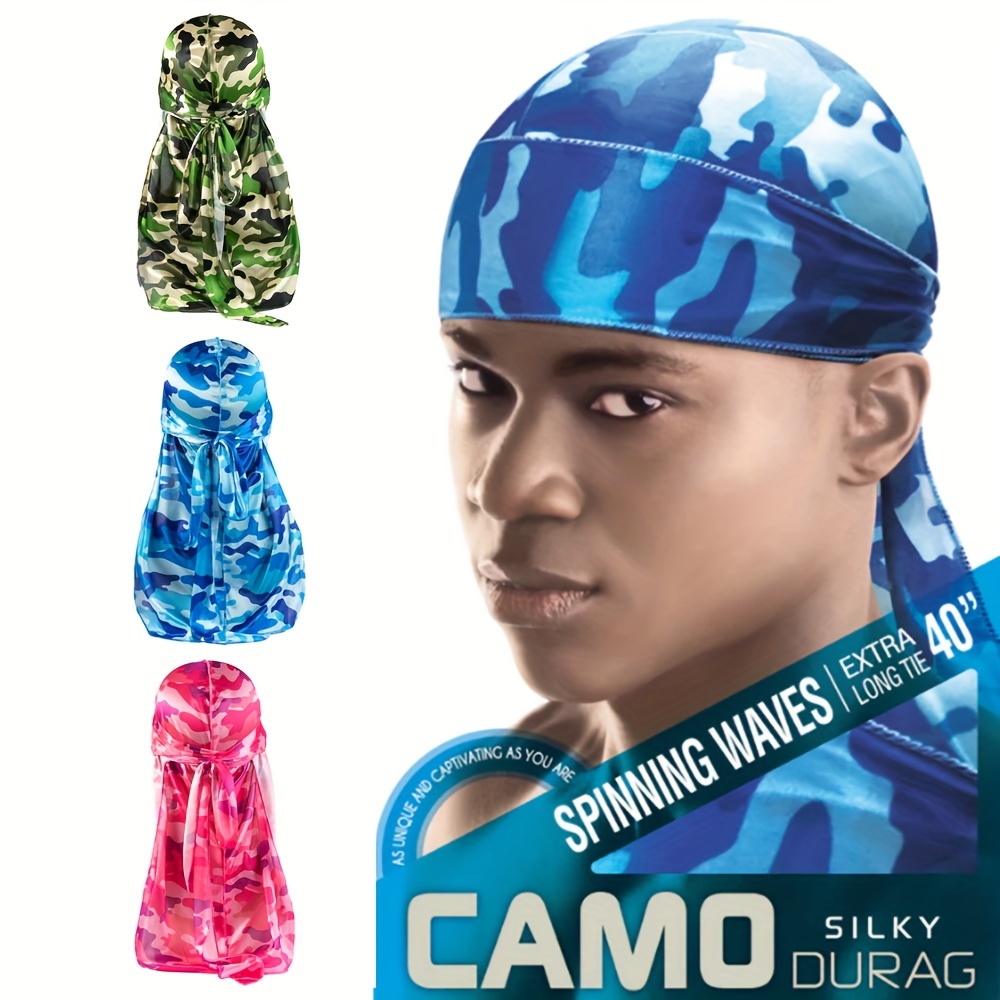 Power Wave Silky Satin Military Durag - Blue Camo