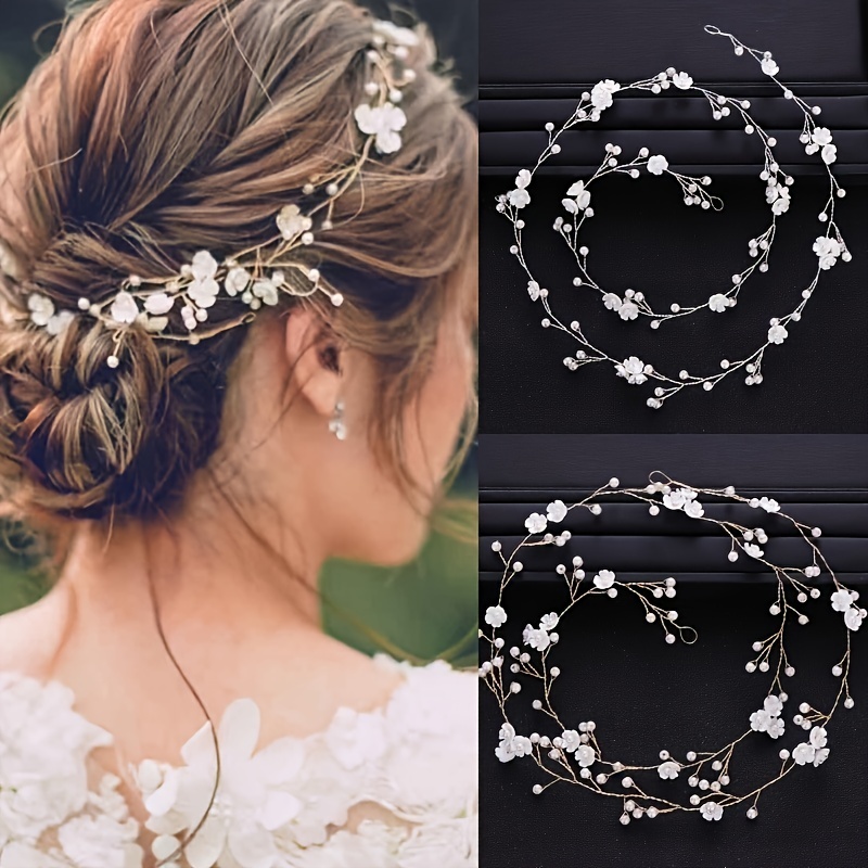 Flower Decor Bridal Wedding Hair Combs Faux Pearl Hair Pins - Temu Mexico