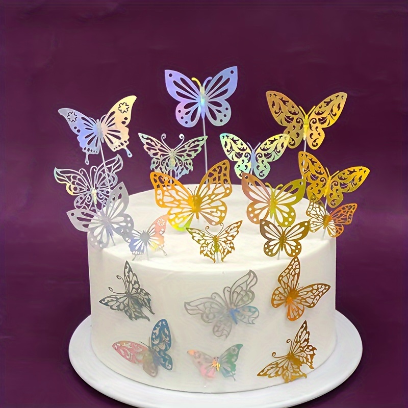 10pcs Décorations de gâteaux en forme de papillon doré - Temu
