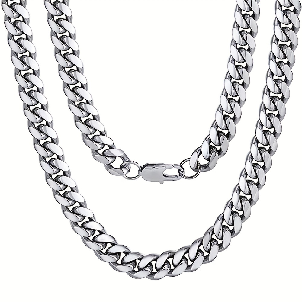 4mm Thin Hammer Curb Cuban Link Silver Gold Filled Chain Necklace Men Women, Men's, Size: One Size