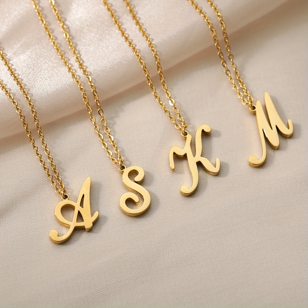 14k Gold Plated Dainty Golden English Initial Letter Pendant