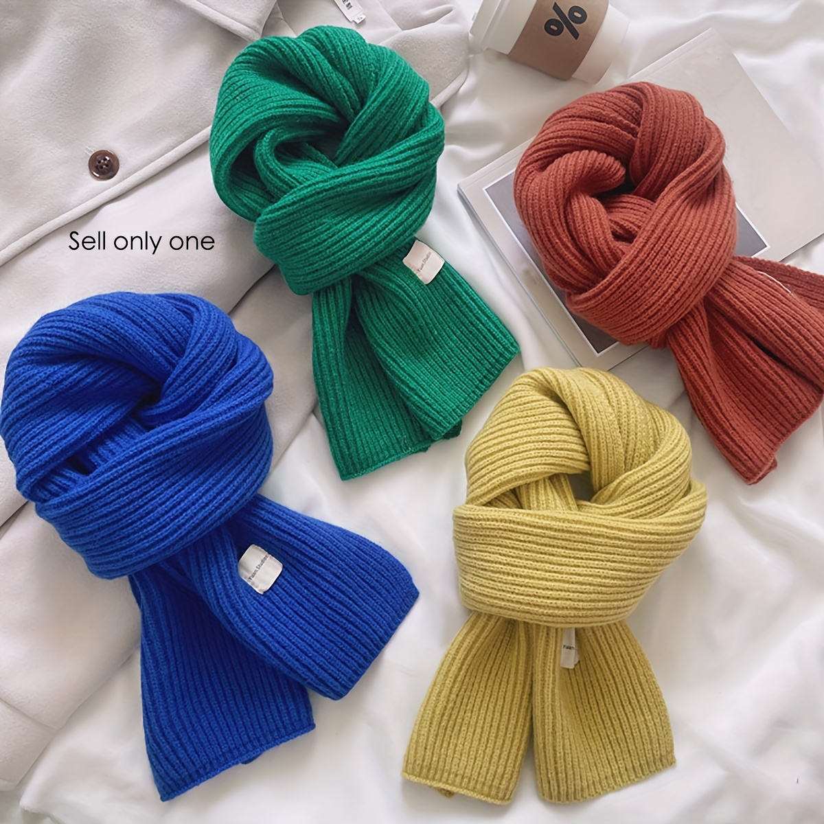 Temu Boho Contrast Color Striped Chunky Scarf Ladies Mohair Thickened Warm Tassel Long Scarf Autumn Winter Versatile Coldproof Daily Wear Wrapped Neck