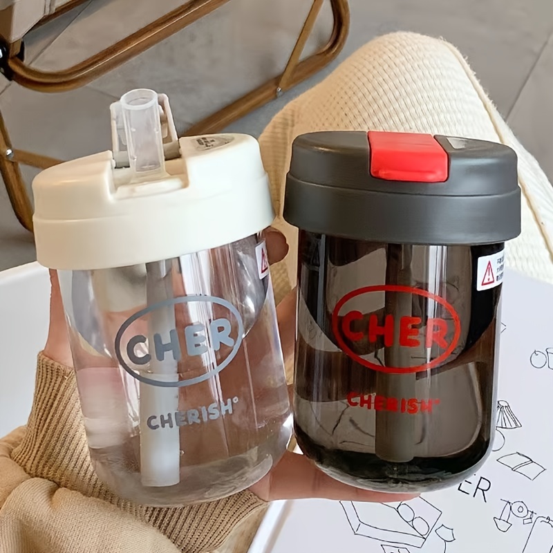 Miniso Vaso Con Tapa Y Popote Vidrio Blanco 400 ml