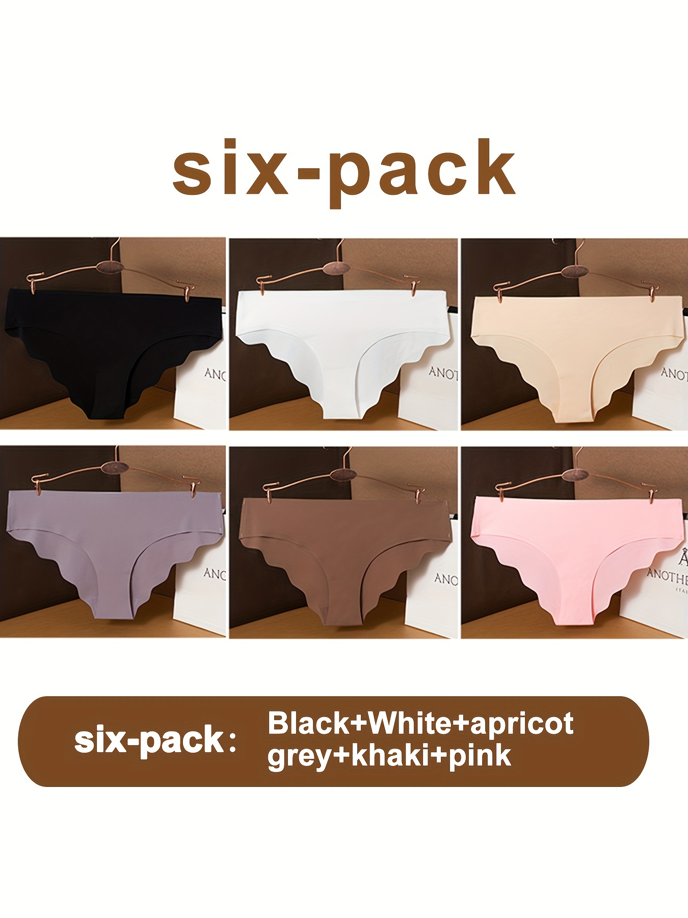 6-Pack Women's Solid No-Show Thong Panties