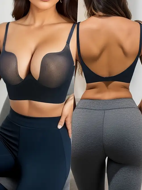 Sports Bras for Women Plain Push Up Lace Up Front Strapless Breast