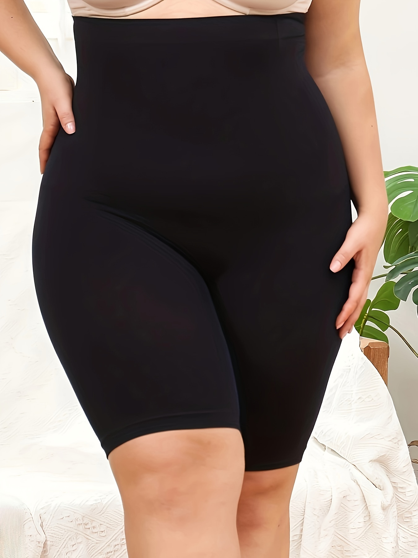 Women's Simple Shapewear Bodysuit, Plus Size Solid Seamless Waist Training  Tummy Control Slim Fit Body Shaper
